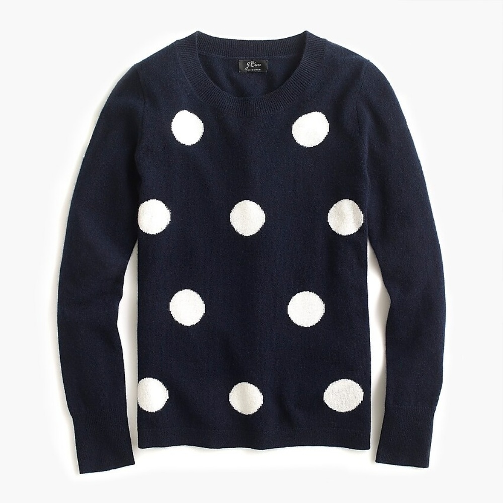 J CREW polka dot Cashmere Sweater medium sold out